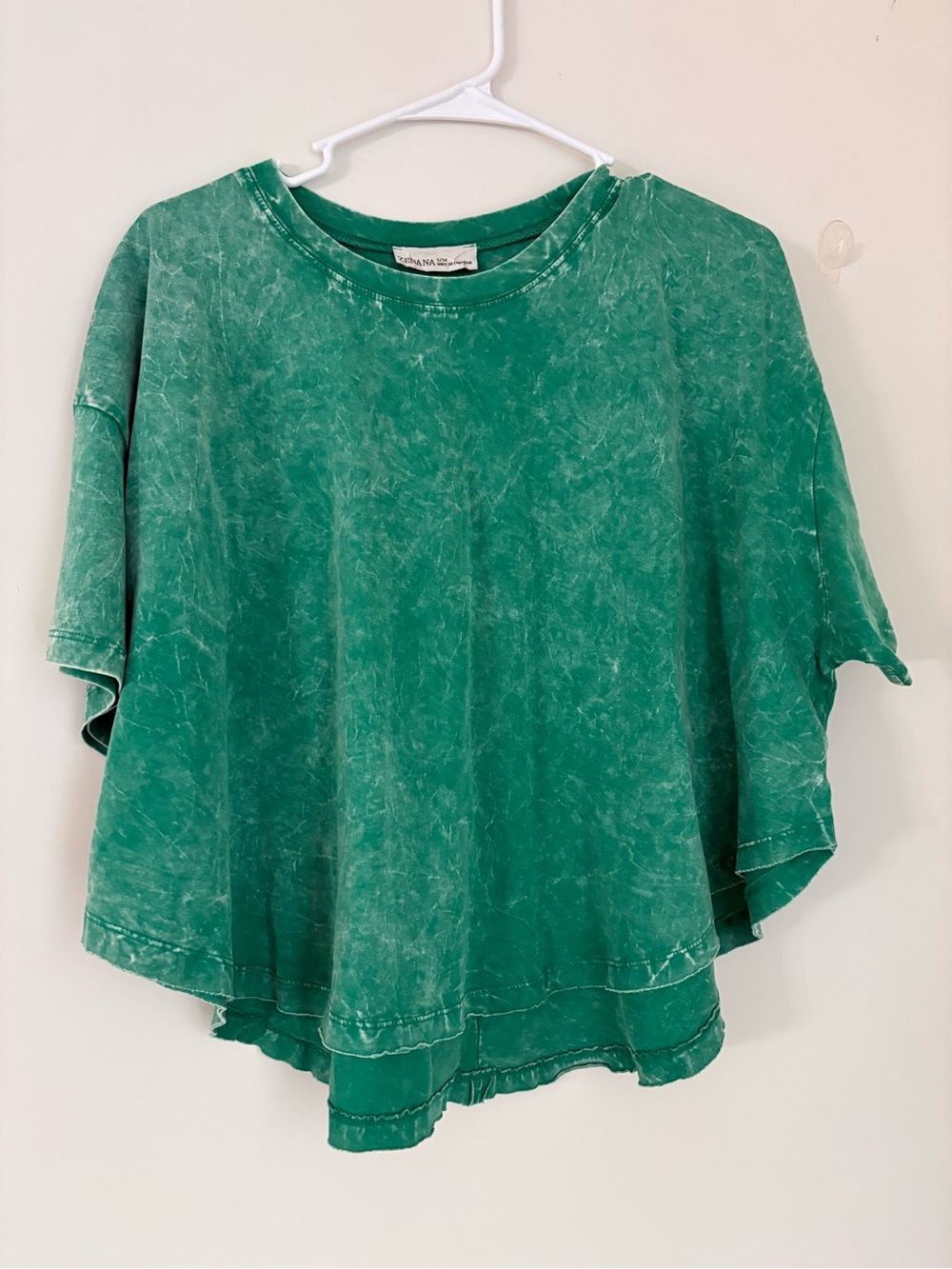 Zenana Green Acid Wash Flowy Top